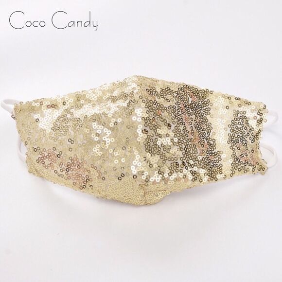 🆕Luxury Gold Sequin Face Mask - Picture 6 of 11